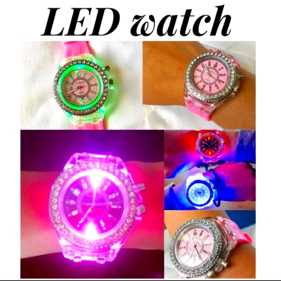 🪩Nwt Pink LED Light Up Watch With Swarvoski Crystals💎 - Picture 1 of 16